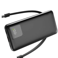 Fob’inc 10000mAh Portable Charger — Built‑In Cables