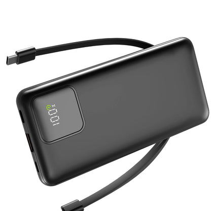Fob’inc 10000mAh Portable Charger — Built‑In Cables